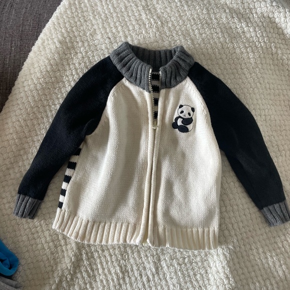 GYMBOREE ZIP UP CARDIGAN SWEATER PANDA BEAR DESIGN 18-24 MONTHS - Picture 1 of 6